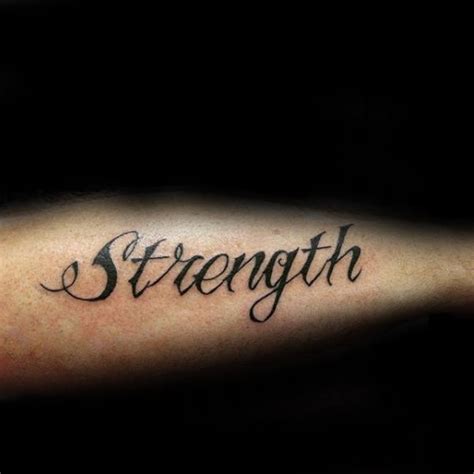 60 Strength Tattoos For Men - Masculine Word Design Ideas