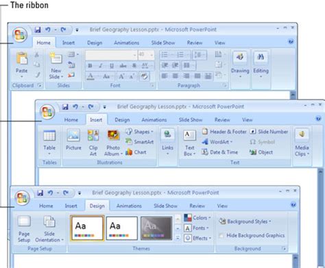 The Layout Of A PowerPoint 2007 Tab Dummies