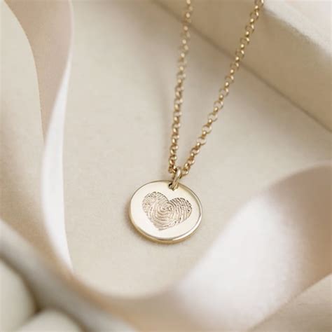 Custom Fingerprint Jewelry Heart Necklace Personalized Etsy