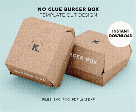 Burger Box SVG Template Cheeseburger Box Template Cricut Cut Etsy