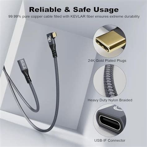 20gbps Usb C 32 Extension Cable 90 Degree Usbc 32 Gen2 Type C Male To Femal Ebay