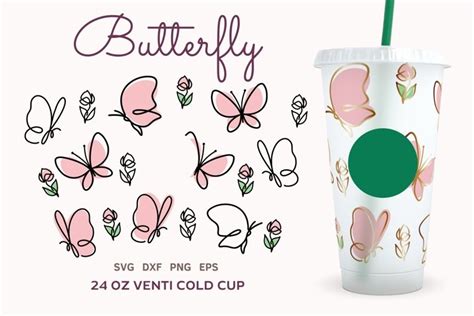 Starbucks Butterfly Wrap Svg Spring Tulip Cold Cup 24oz Svg