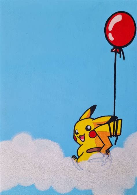 Pikachu Acrylic Painting Canvas Board Pokemon Original Etsy