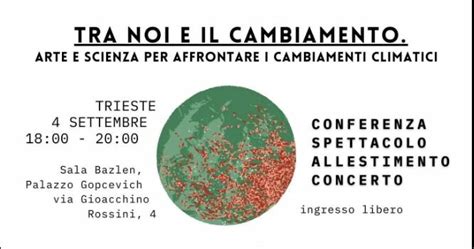 Tra Noi E Il Cambiamento Domenica 4 Settembre A Trieste La Prima