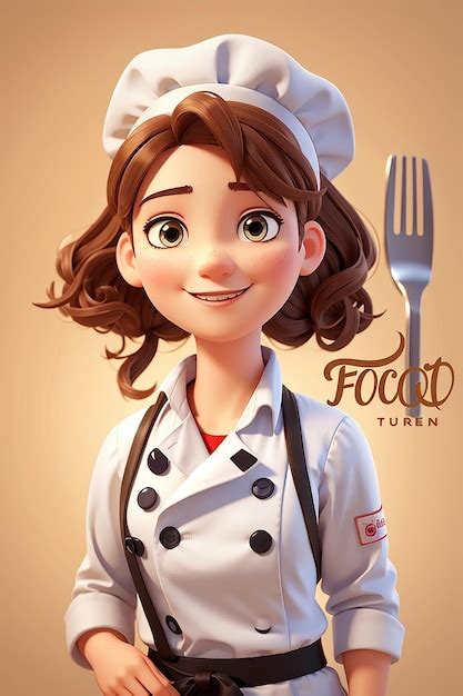 Linda Chef De Personagem Uniforme Segurando Uma Ilustra O De Arte De