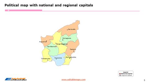 San Marino Map with 9 Municipalities - Editable PowerPoint Maps