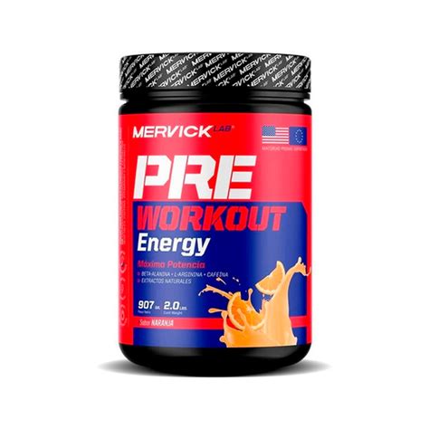 Pre Workout Energy Mervick Lab Naranja 907g Energía y Rendimiento