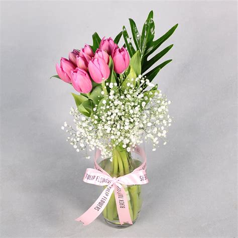 Stunning Pink Tulips Order Pink Tulips In Vase Btf In