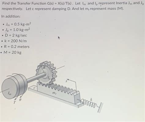 Solved Find The Transfer Function G S X S T S Let Im And Chegg