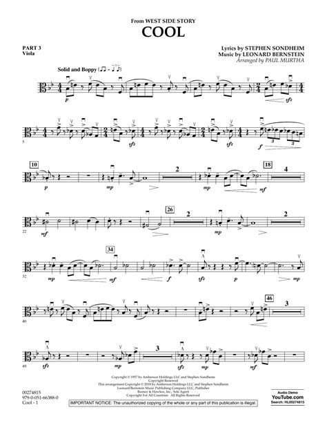 Cool From West Side Story Arr Murtha Pt 3 Viola Sheet Music