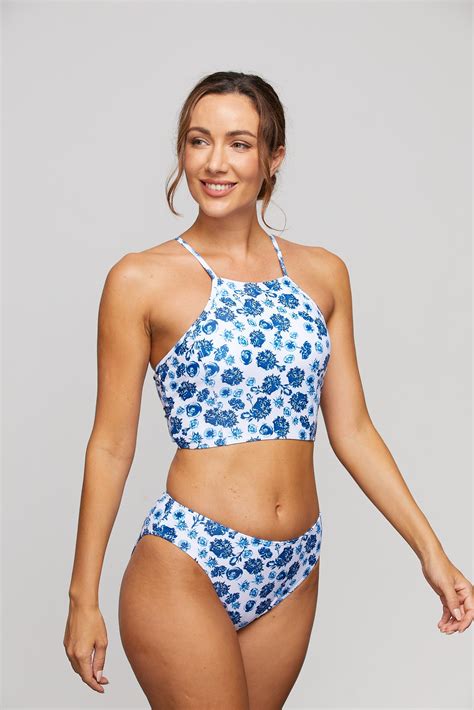 Ensemble de bikini à imprimé classique en porcelaine bleu et blanc