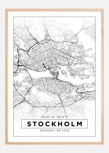 Buy Map Stockholm White Poster Here BGAFRAMES EU