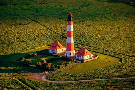 Luftaufnahme Westerhever Leuchtturm Westerheversand Als Historisches