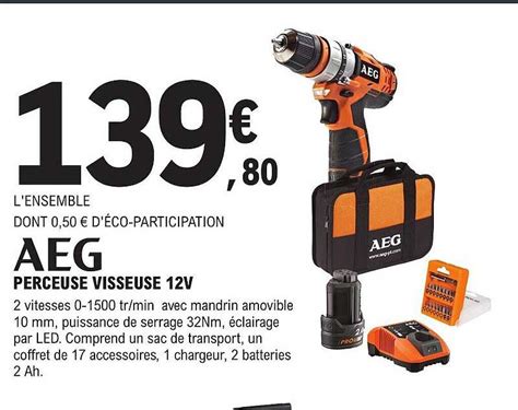 Promo Aeg Perceuse Visseuse 12v Chez E Leclerc Brico ICatalogue Fr