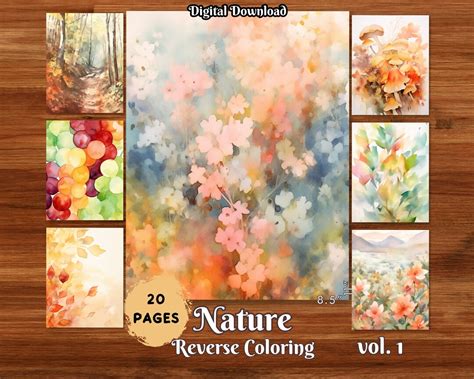 Nature Reverse Coloring Book Beautiful Landscapes Adult Coloring Page