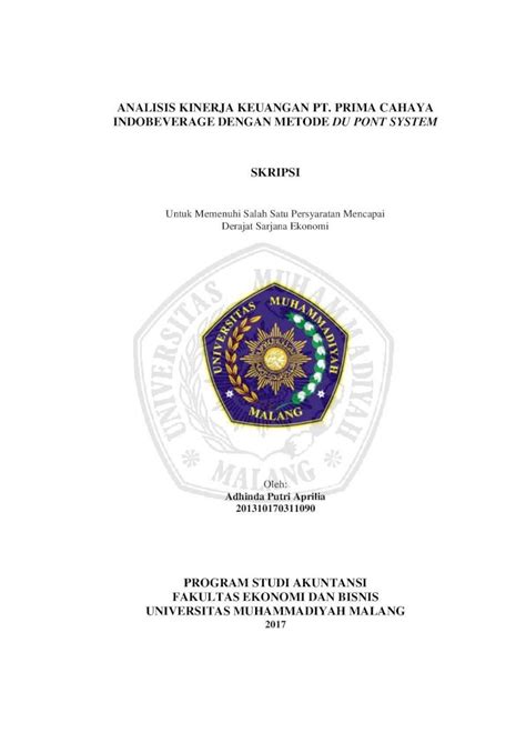 Pdf Analisis Kinerja Keuangan Pt Prima Cahaya Eprints Umm Ac Id 34967 1 Jiptummpp Gdl