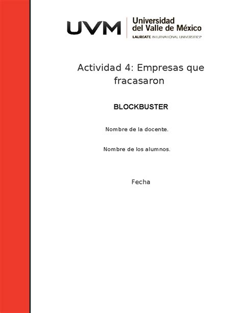 Empresas Fracasadas Actividad 4 Empresas Que Fracasaron BLOCKBUSTER