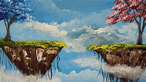 How To Paint Floating Islands Acrylic Painting Timelapse Demo 🎨 Youtube