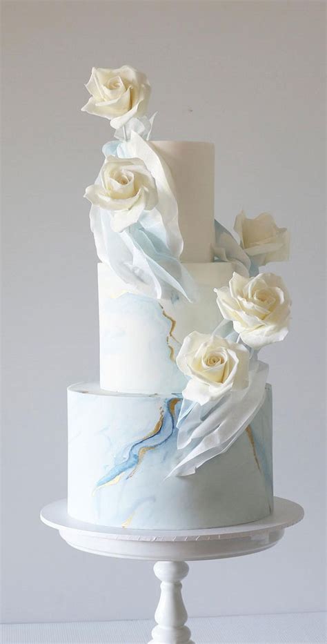 50 Romantic Wedding Cakes Love S Sweet Symphony Blue White Marble 3