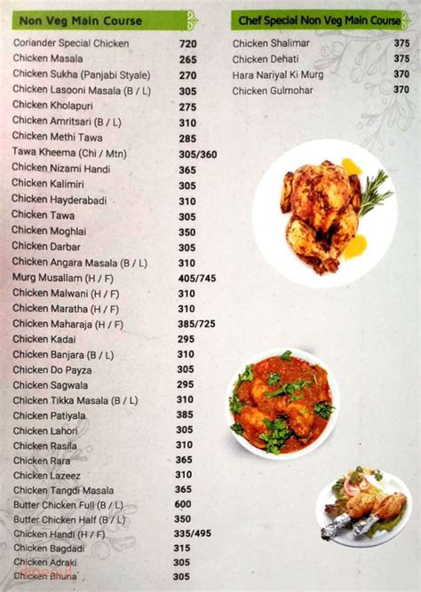 Menu Of The Coriander Leaf Kothrud Pune Dineout