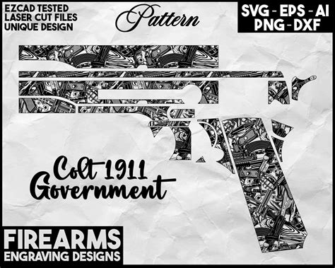 Colt 1911 Government Pattern Laser Engraving Design Firearms Pattern