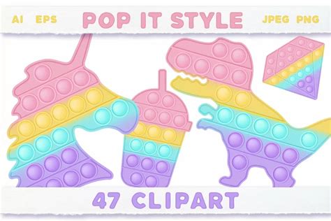 Pop It Fidget Toy Pastel Clipart Set Part 2 In 2022 Clip Art