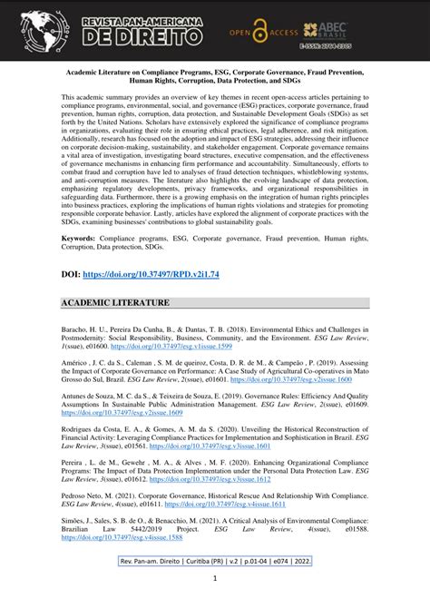 PDF Academic Literature On Compliance Programs ESG Corporate