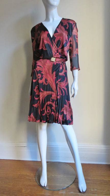 Vintage Gianni Versace Baroque Print Silk Wrap Dress For Sale At 1stdibs