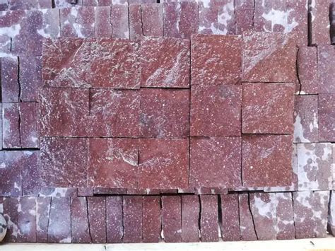 Red Porphyry Granite Stone Paving Cubes Car Driving Way Kerbstone