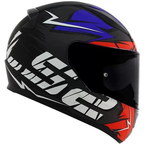 Capacete Ls Ff Rapid Cromo Fosco Preto Vermelho E Azul G