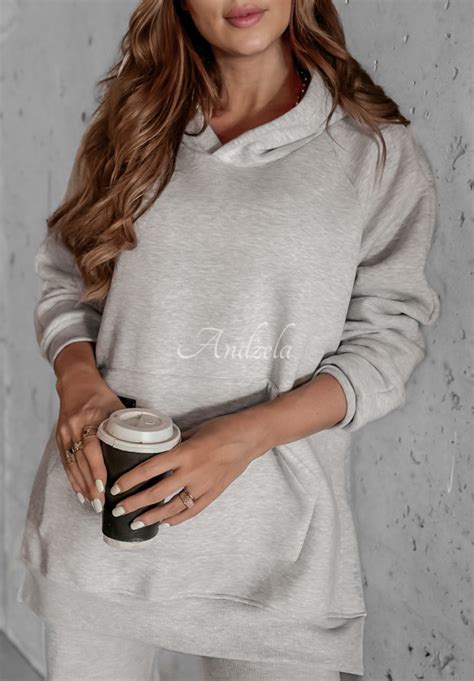 Sweatshirt mit Tasche und Kapuze Siempre Grau Melange II Andżela