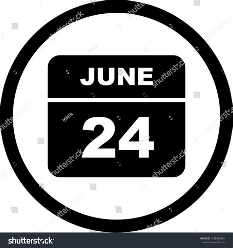 June 24th Date On A Single Day Calendar Royalty Free Stock Vector