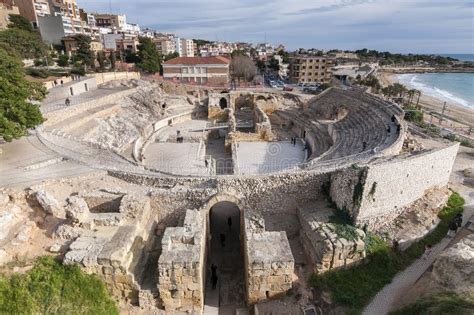 View Of Roman Amphitheatre Ruins In Tarragona Catalonia Spain