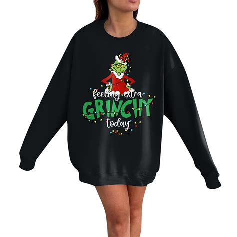 Christmas Grinch Hoodie Womens Oversized Red Christmas Sweatshirt