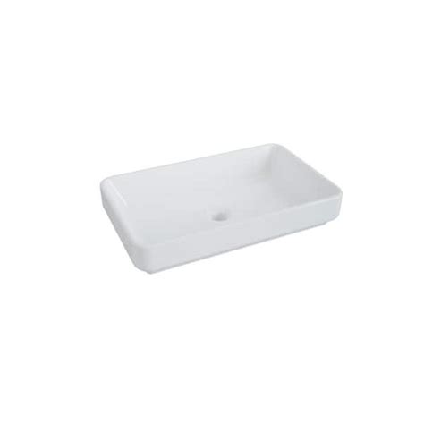 Glacier Bay 22 In Ceramic Rectangular Vessel Bathroom Sink In White