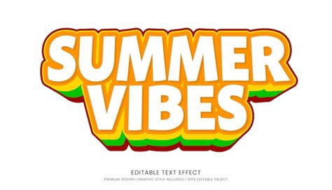 Premium Vector Summer Vibes Editable Text Effect Template