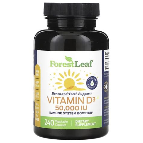 Forest Leaf Vitamin D3 1 250 Mcg 50 000 Iu 240 Vegetable Capsules