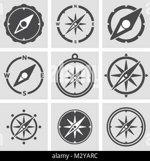 Set Of Compass Symbols Map Icons Vector Illustration Stock Vector