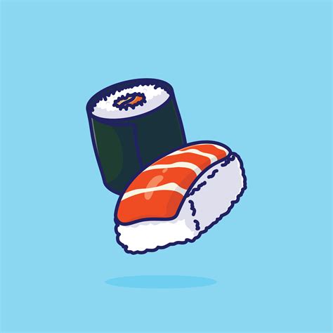 Sushi food floating simple cartoon vector illustration food concept ...