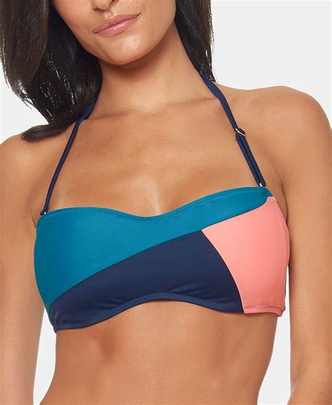 Jessica Simpson Colorblocked Bandeau Bikini Top Macys