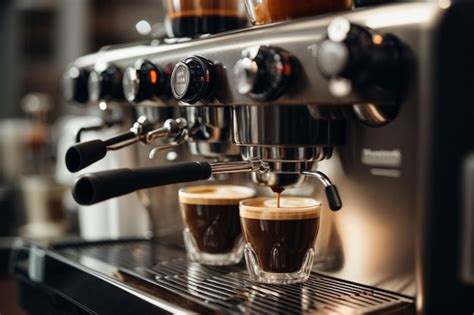 Premium Photo Espresso Pouring From The Coffee Machine At Cafe