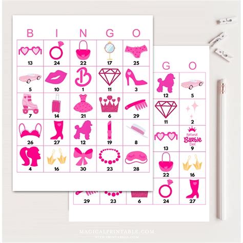 Pink Barbie Bingo Cards Printabell Express