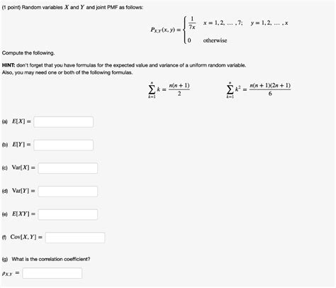 Solved Random Variables X And Y Have A Joint Pmf As Follows X