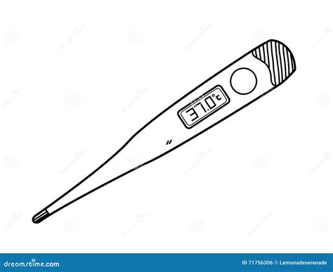 Digital Thermometer Stock Vector Image Of Drawing Sketch 71756306