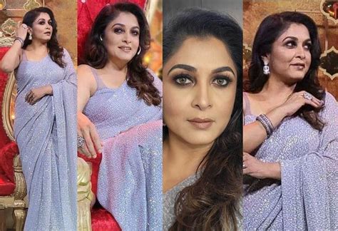 Ramya Krishnan Looking Stunning In Silver Sequin Saree For Bb Jodigal