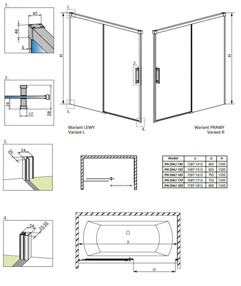 Radaway Idea Black PN DWJ Zabudowa Nawannowa Parawan 140 Cm Lewy Czarny