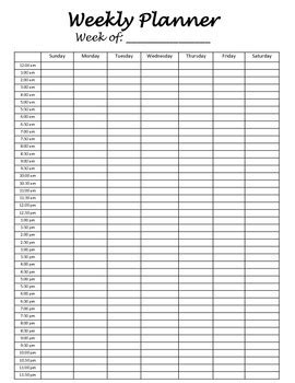 Weekly Hourly Planner Printables by The Samses Teach | TpT