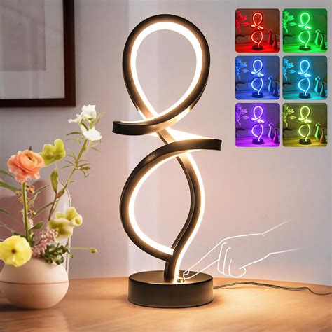 Modern Table Lamp Led Spiral Lamp Rgb Table Lamp Black Bedside Lamp