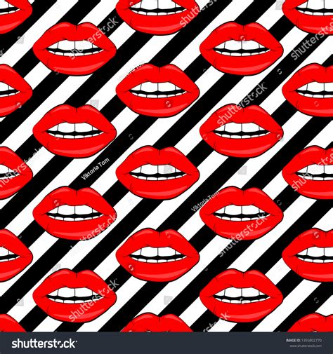 Sexy Vector Lip Backgrounds Cartoon Style เวกเตอร์สต็อก ปลอดค่า