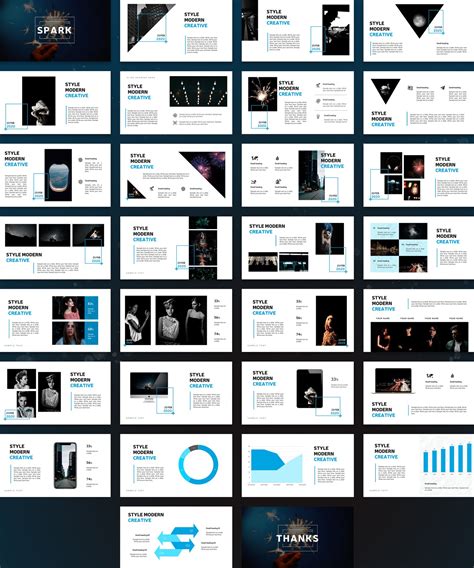 Dark powerpoint template 4 color themes 30 stylish | Etsy